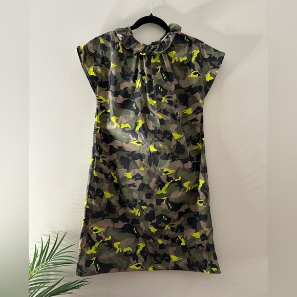 ANN MASHBURN Camouflage Print Knee Length Dress Green - Picture 1 of 4